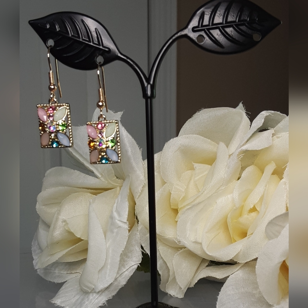 Handmade Colorful Gemstone Earrings Pink Blue - Picture 3 of 8
